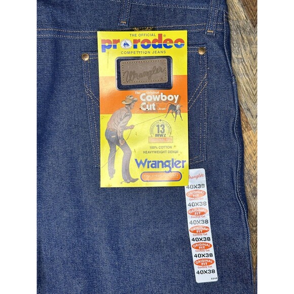 Wrangler Jeans Slim fit Cowboy Cut Pro Rodeo Mens 40x38 - Heavyweight Denim - Picture 3 of 5